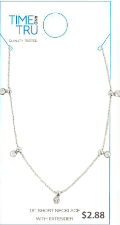 Time And Tru Women's Silver Tone Crystal Dangle Delicate Necklace