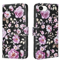 Wallet Case Compatible with iPhone 16e with Card Holder, Convertible Stand Flowers Case Magnetic for Women and Girls, Butterfly Floral Protective PU Leather Flip Case, Black2