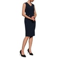 thumbnail image 4 of Women's Knee Length Pencil Dress Sleeveless V Neck 2025 Summer Office Work Bodycon Dresses S Navy Blue, 4 of 5