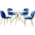 thumbnail image 2 of Best Master Furniture Valentinian 5 Piece Round Glass Dinette Set in Blue, 2 of 2