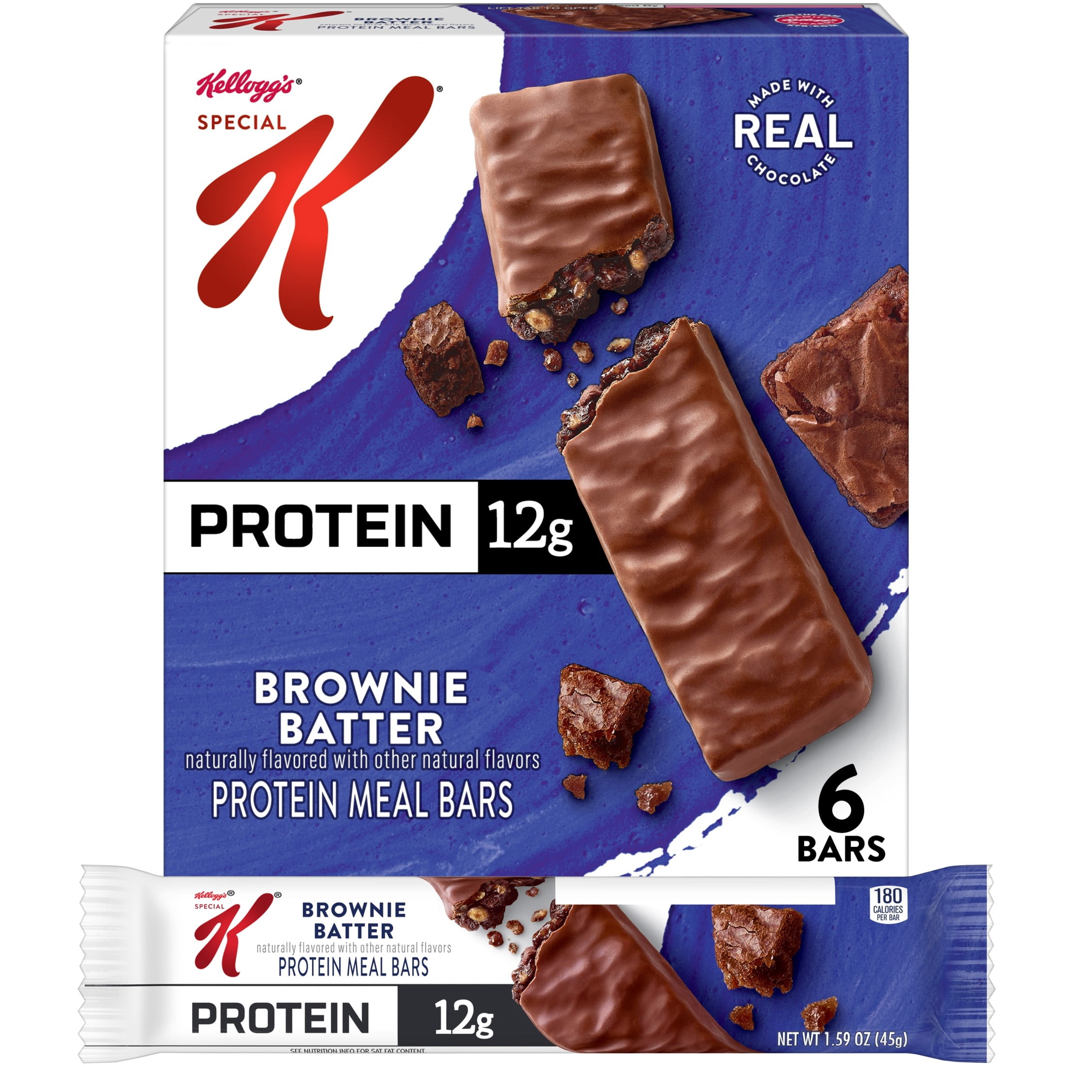 (2 pack) Special K Brownie Batter Chewy Protein Meal Bars, 12g Protein, 9.5 oz, 6 Count