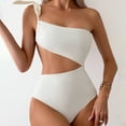 thumbnail image 2 of UTSJKR Women's Bikini Swimsuit Solid Color High Elasticity Sexy Backless Swimwear Fashion Two Piece Bathing Suit White 4-6, 2 of 7