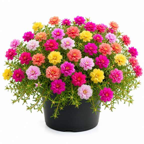Random 2 Moss Rose Live Plants, Colorful Portulaca Ground Cover, 3-5 in Tall in 4 Inch Pot, Garden Container Plants