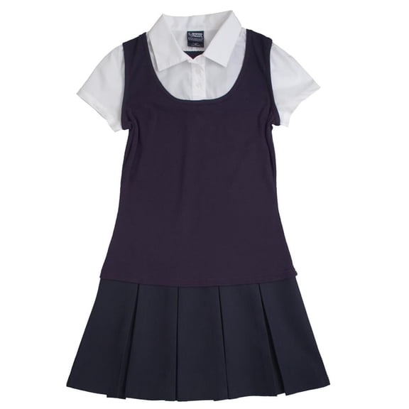 French Toast Toddler Girls 2-4 School Uniform Pleat 2-Fer Dress