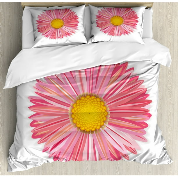 Gerber Daisy Duvet Cover Set, Flower Close Up with Sacred Geometry