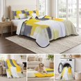 thumbnail image 6 of Full Quilt Set 78''x90'', Yellow Grey Lightweight Summer Bedspread Coverlet Set with 2 Pillow Shams, Modern Abstract Oil Painted Geometric Breathable All Season Quilt Bedding for Bedroom/Guest Room, 6 of 9