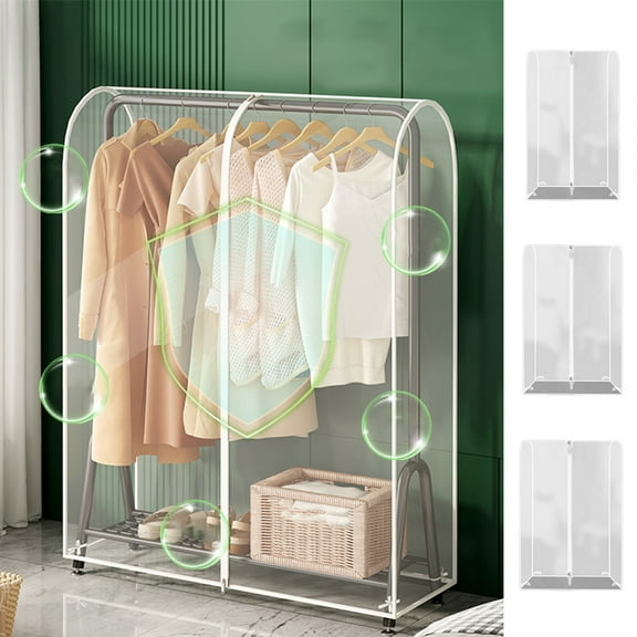 kttectoa Clear Garment Rack Cover with Zipper Clothes Hanging Dust Proof Water Proof Protector Plastic Universal 23.6x59in 35.4x59in 39.3x59in Gifts Home
