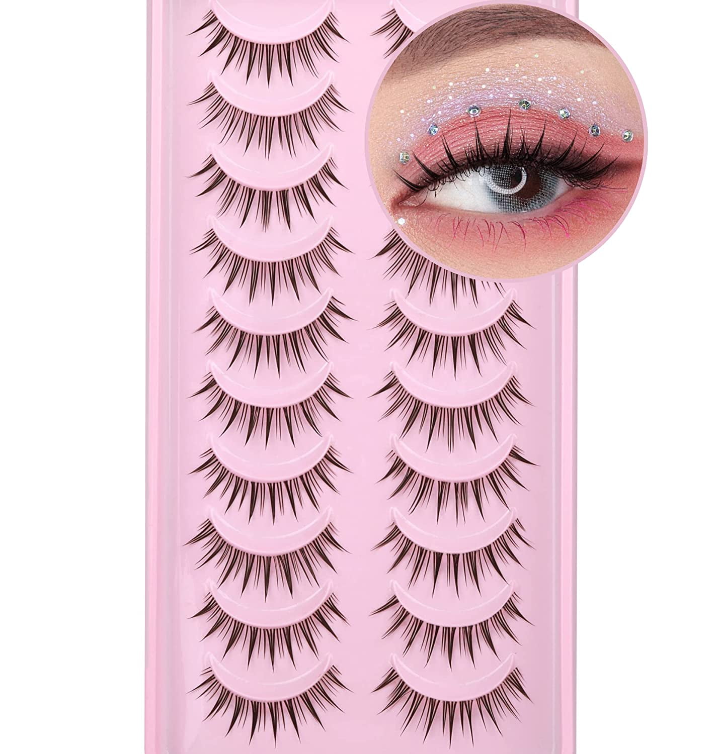 Natural Manga Lashes False Eyelashes Wispy Anime Fake Lashes Clear Band  Asian Korean Lashes Manhua Strip