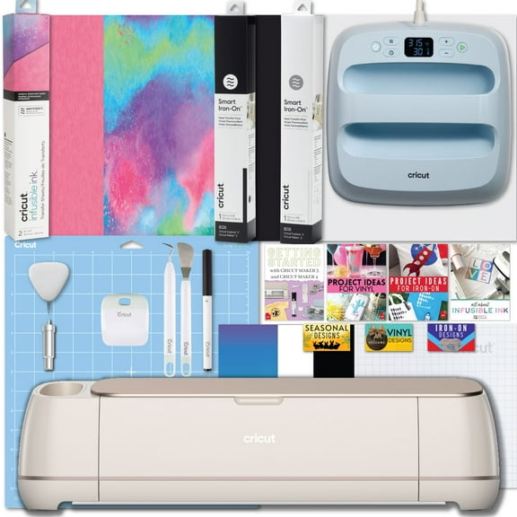 Cricut Maker 4 Electric Die-Cut Machine and Easy Press 3 with Heat Transfer Materials Bundle