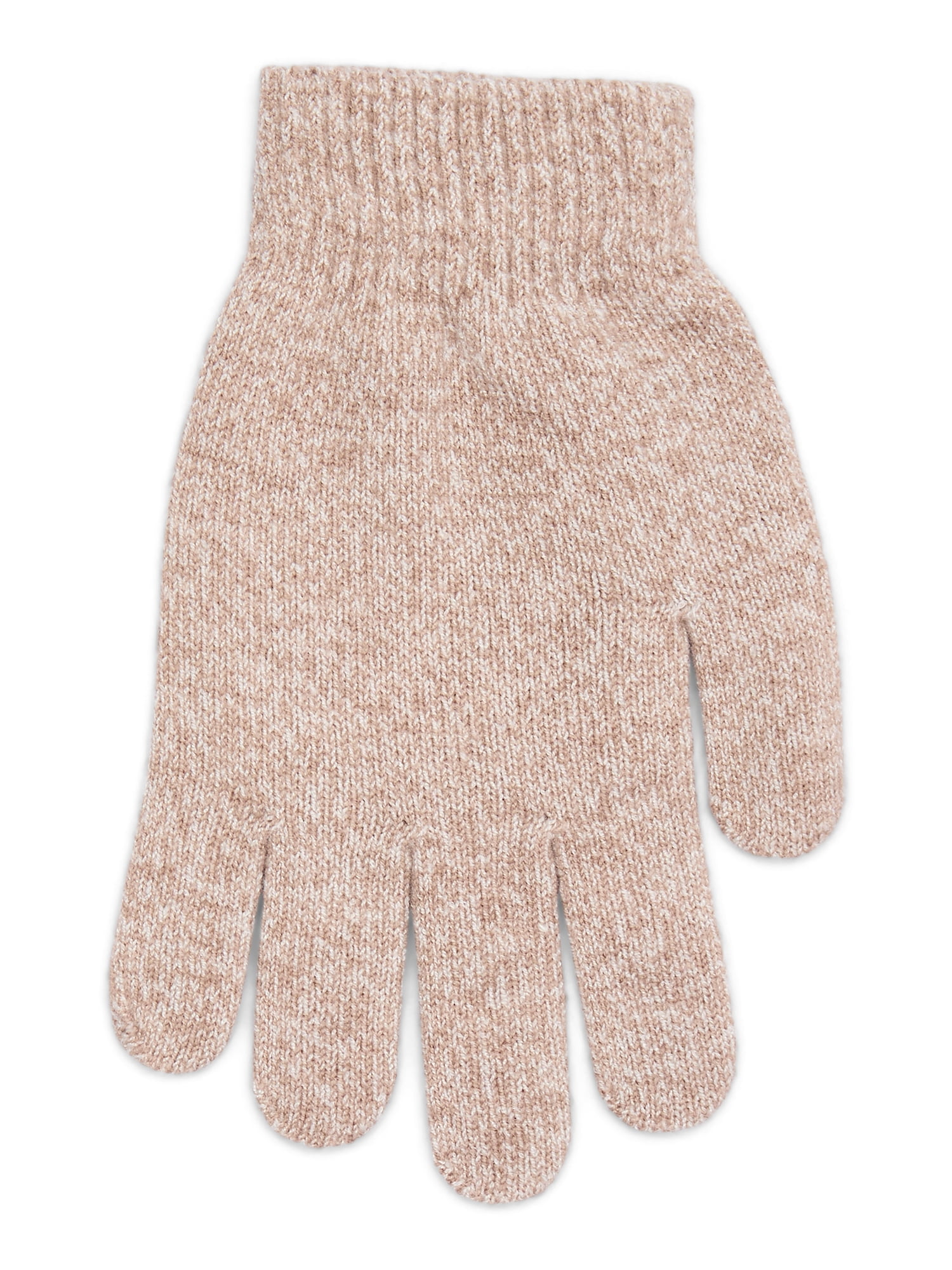 Time and Tru Women's Knit Gloves, 2-Pack, Toasted Heather