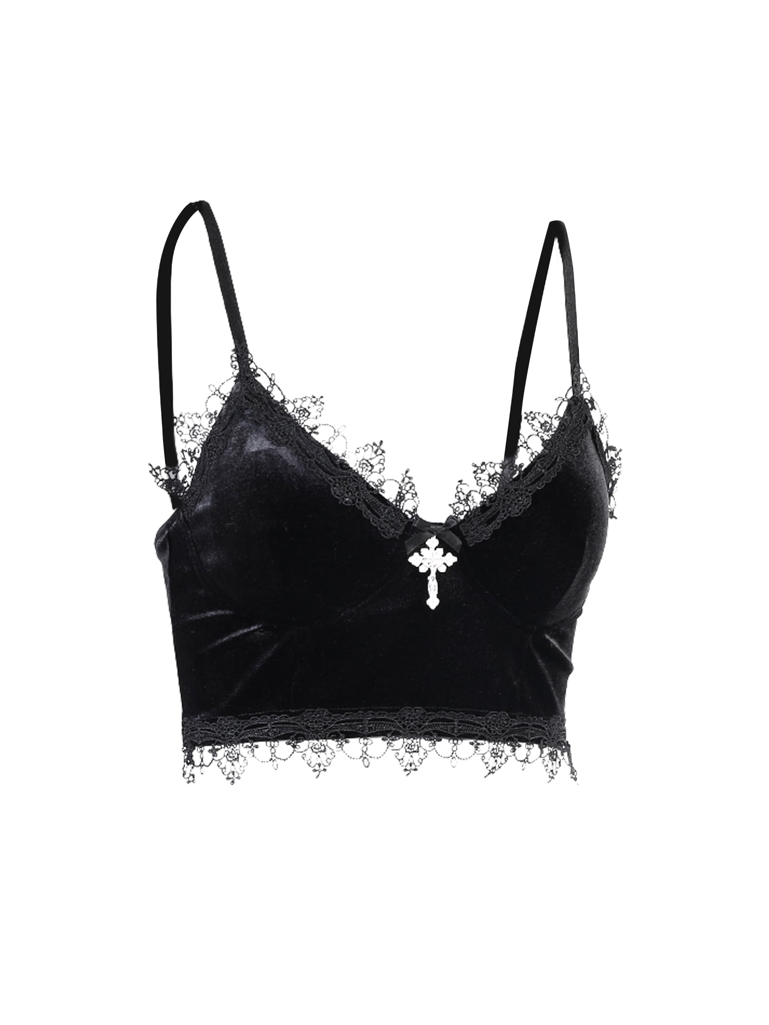 Black Crochet Lace V Neck Lace Camisole With Built In Bra And Padded Strap  Sleeveless, Sexy, And Fashionable From Starbrand, $16.83