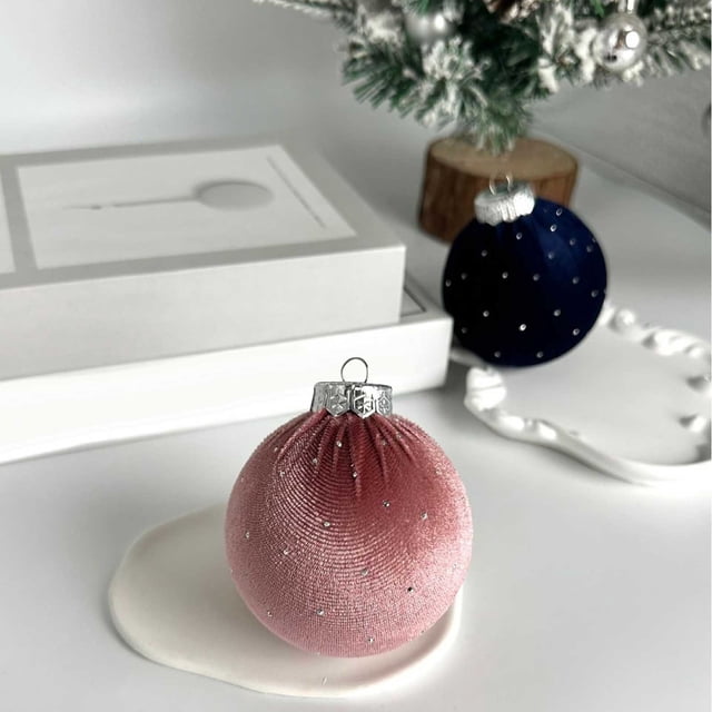 Adornos de Bolas de Terciopelo, 1 Pieza de 2,35 Pulgadas, para Árbol de Navidad, Baby Shower, Primera Navidad, Fiesta de Cumpleaños de Niña.