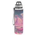 thumbnail image 2 of 32oz Transparent Sports Water Bottle with Straw for Kids Adults Outdoor School Gym Fitness A Pink Landscape, 2 of 7