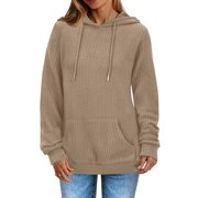Fantaslook Womens Hoodies Casual Long Sleeve Waffle Pullover Tops Oversized Hooded Sweatshirts with Pocket