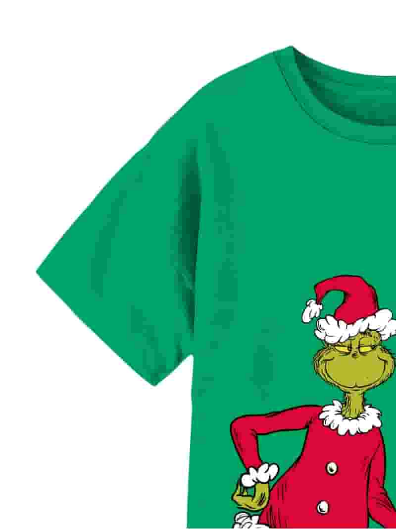 【SATIIIZ】Grinch short sleeve t-shirt Dr. Seuss Girls Grinch Graphic Crew Neck Short Sleeve T