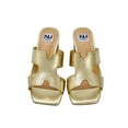 thumbnail image 2 of Ninety Union Bright Open Toe Open Back Mule On A Gold Trimmed Heel, Gold, 5, 2 of 5