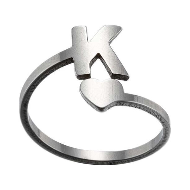 Xihbxyly Ventas de liquidación de hoy Anillos de acero inoxidable con 26 letras en inglés para niñas.