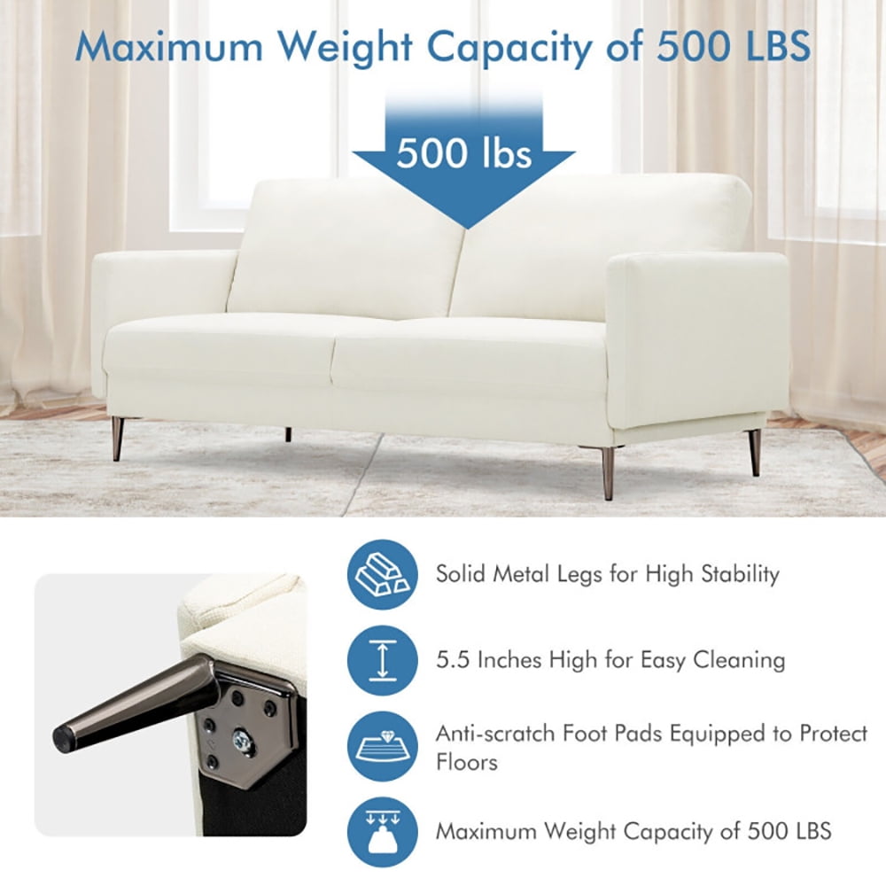 Finihen Convertible Sleeper Sofa Bed, Sectional Couch, Loveseat Sofa, Modern Loveseat with Comfy Backrest Cushions, for Living Room, Bedroom, White Finihen Convertible Sleeper Sofa Bed, Sectional Couch, Loveseat Sofa, Modern Loveseat with Comfy Backrest Cushions, for Living Room, Bedroom, White