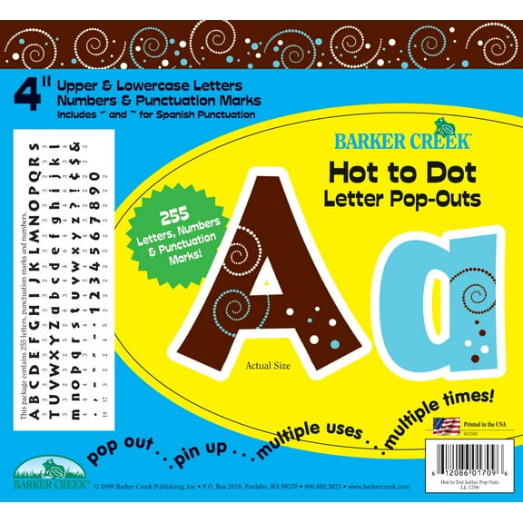 Barker Creek 4" Letter Pop-Outs - Hot to Dot Letter Pop-Outs (LL-1709)