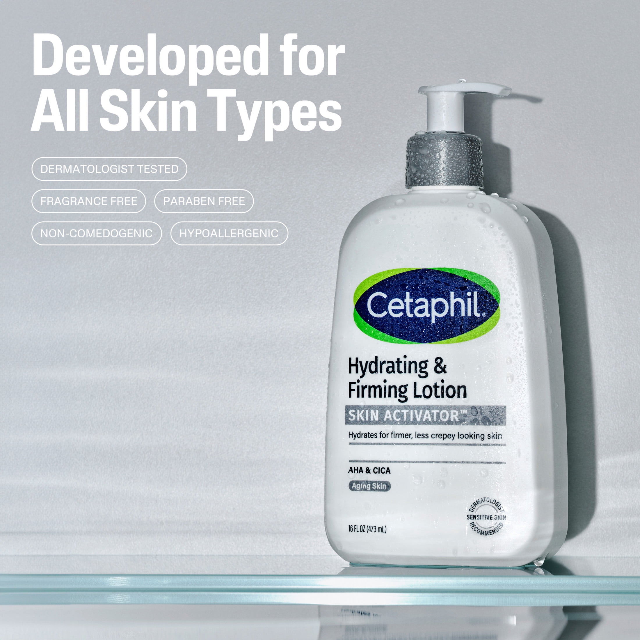CETAPHIL Skin Activator Hydrating & Firming Body Lotion, Mandelic Acid (AHA) and Centella Asiatica (CICA) Body Moisturizer, Hydrates and Firms Aging Skin, Anti-Aging Body Skin Care​, 16 oz