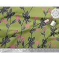 thumbnail image 3 of Soimoi Green Cotton Voile Fabric Stem & Bud Watercolor Decor Fabric Printed Yard 42 Inch Wide, 3 of 3