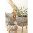 thumbnail image 4 of Kalalou Inc Set Of Three Woven Metal Planters With Wood Stands, 4 of 12