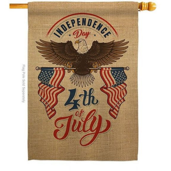Angeleno Heritage H137224-BO 28 x 40 in. July 4th Freedom American Vertical House Flag with Double-Sided Decorative Banner Garden Yard Gift