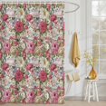 thumbnail image 3 of Shower Curtain Watercolor Peony Dahlia Shower Curtains for Bathroom Decor, Waterproof Polyester Shower Curtain Set with Hooks, Small Stall Size 36" x 72" Spring Floral Leaf, 3 of 9