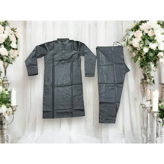 Classic Black, Men's Traditional Kurta Cotton  04