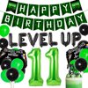 Video Game 11th Birthday Party Decorations for Boys Girls Game Fans Game on Level up Birthday Party Supplies Game Controller Balloons Gaming Happy Birthday Banner Cake Topper