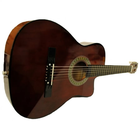 Full Size Acoustic Country/Bluegrass Cutaway Guitar with Gig Bag - (Best Acoustic Guitar Gig Bag)