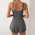 thumbnail image 2 of FRSASU Robe de Bain une Pièce pour Femme, Maillot Plissé avec Jupe, Contrôle du Ventre, Robe de Bain, Gris, TG (TG), 2 of 3