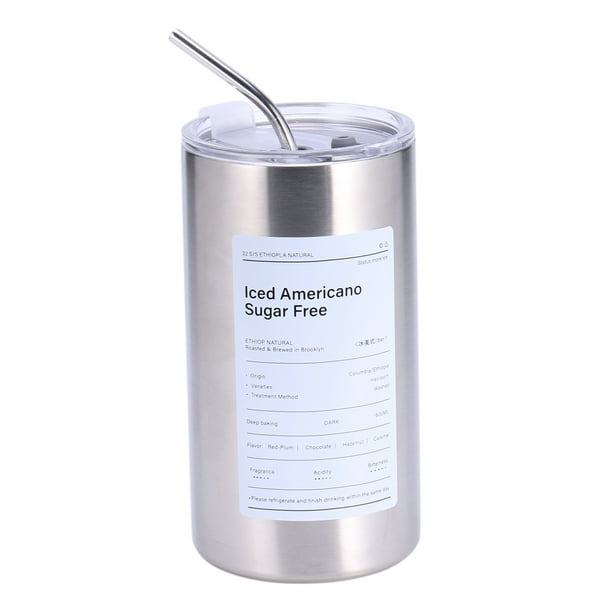 Taza de café aislada de 600 ml con pajilla Hervidor de vacío de acero inoxidable (Blanco) Tmvgtek Libre de BPA