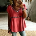 thumbnail image 2 of Turilly Boho Lace Trim Blouse for Women V-Neck Short Sleeve Loose Fit Casual Peplum Top Button Shirts, 2 of 6