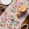 thumbnail image 3 of Pink Flowers Table Runner - 60 Inch Long Spring Farmhouse Floral Leaves Vintage Cotton and Linen Blended Dress Scarves Farmhouse Table Runner for Kitchen Dining, Coffee Table, 13" x 60", 3 of 8