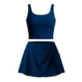 thumbnail image 4 of DISKEBUISS Women's Tankini Bathing Suits Solid Color Padded Wireless Tank Top & Skirt Two Piece Swim Set for Beach, 4 of 6
