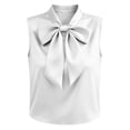 thumbnail image 4 of cocolona Summer Satin Tank Tops for Women Bow Neck Sleeveless Elegant Shirts Dressy Casual Solid Color Blouses, 4 of 5
