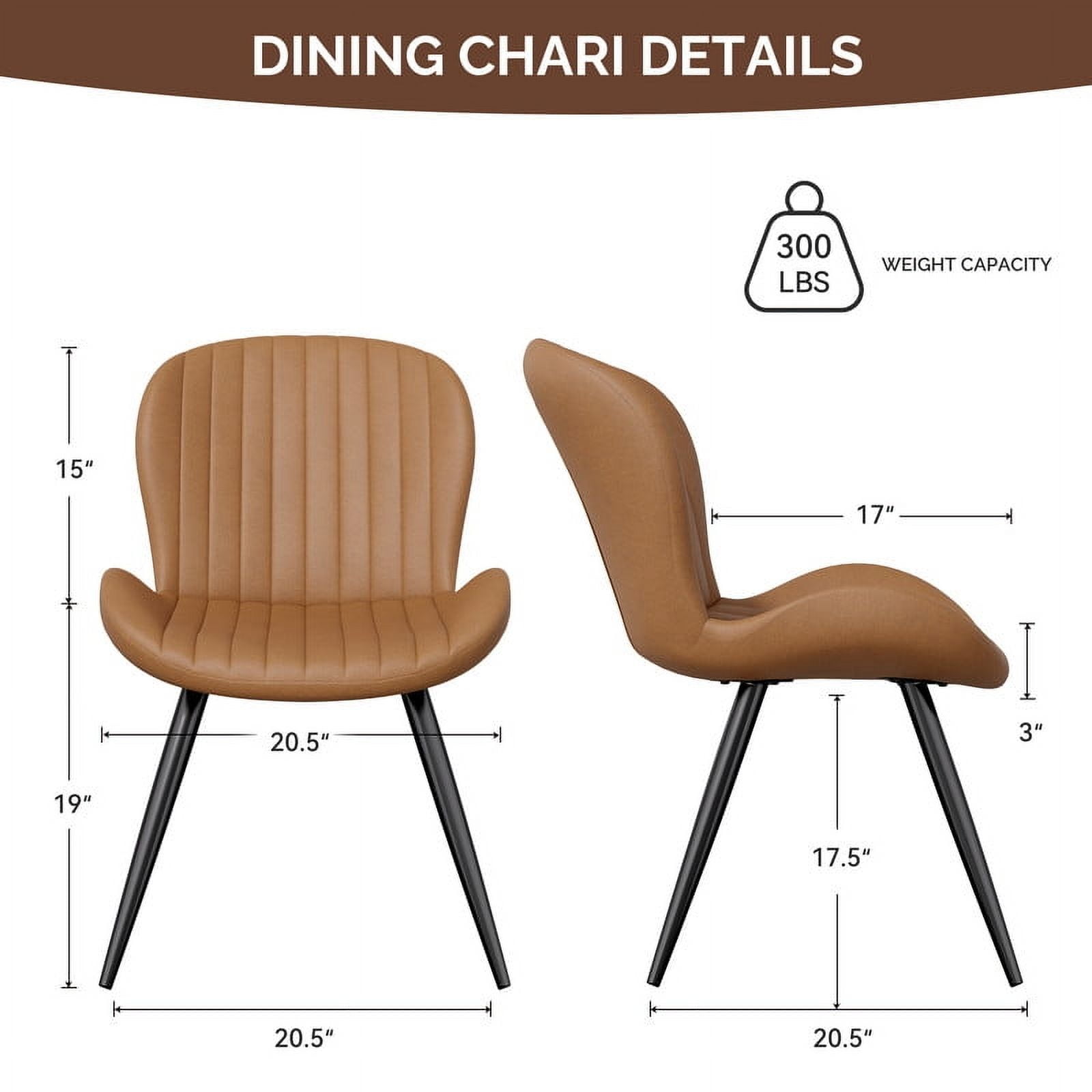 Hawsaiy Upholstered Dining Chairs Set of 6, Modern Kitchen Chairs with Backrest and Metal Legs, 19" Seat Height,Brown