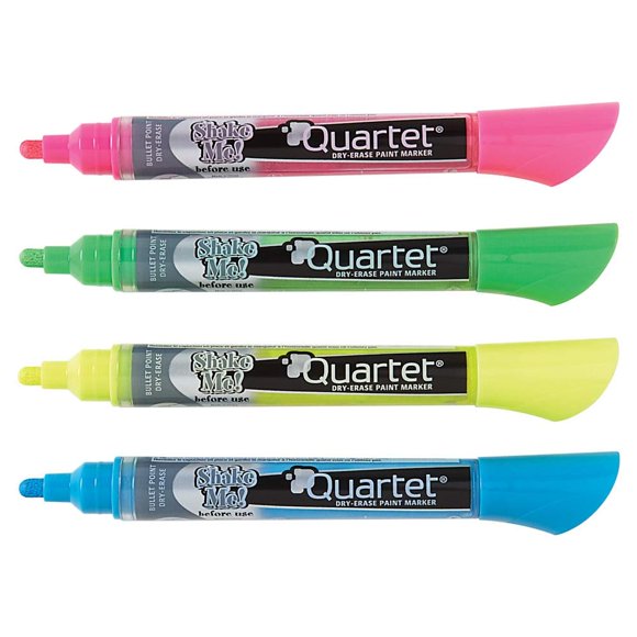 Rotuladores de borrado en seco para cuarteto, pizarra blanca de cristal con punta redonda, paquete de 4