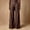 Dark Brown, variant on Women's Casual Daily Striped Button Down Pants – Vertical Stripe Side Pocket Wide Leg Trousers for Office Commuting Black,L