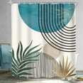 thumbnail image 3 of Mid Century Green Boho Shower Curtain, Abstract Modern Shower Curtains for Bathroom, Plant Botanical Leaf Arch Sun Fabric Liner Waterproof Polyester 12 Pack Hooks 60Wx72L Inches, 3 of 8