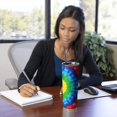 thumbnail image 4 of 20oz Colorful Tie Dye Circle Pattern Skinny Tumblers Stainless Steel Tumbler with Lid and Straw,Vacuum Insulated Double Wall Travel Tumbler Cups with Cleaning Brush for Coffee,Tea, 4 of 6