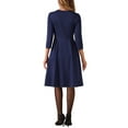 thumbnail image 3 of INSPIRE CHIC Women's Dress Solid Color Sweetheart Neck 3/4 Sleeve A-Line Cocktail Dress XL Dark Blue, 3 of 5
