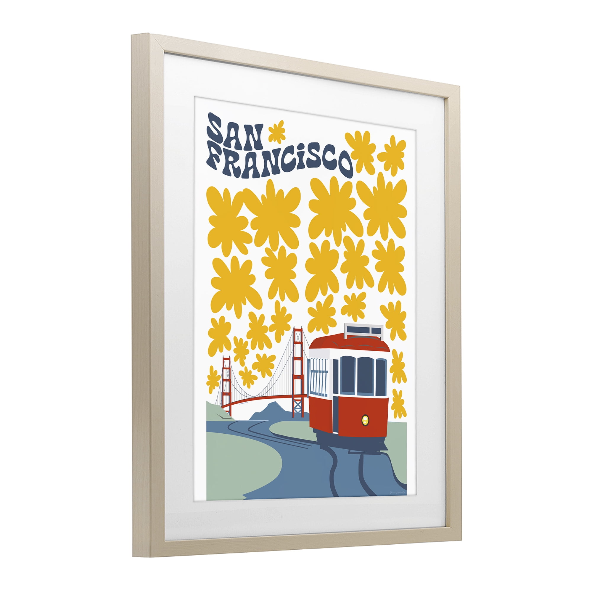 Stupell Industries San Francisco Trolley Birch Framed Print Under Glass, design by Omar Escalante