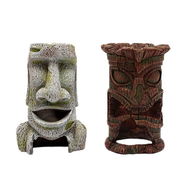 lancering opblijven nicht Aquarium Moai Tiki Figurine Terrarium Yard Landscape Decoration -  Walmart.com