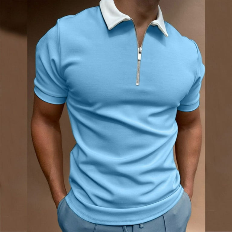 Royal blue t shirt with collar sales