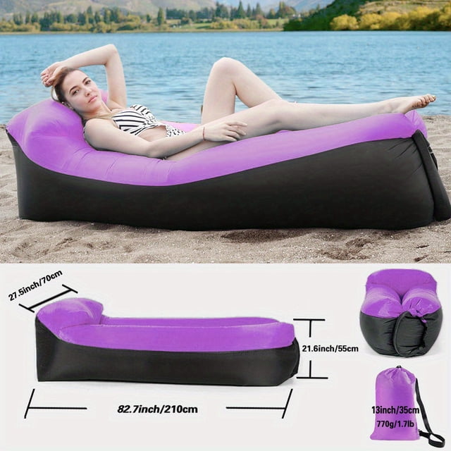 Inflatable Lounger Air Sofa Hammock - Portable, Waterproof And Leakproof Design - Great For Backyard Lakeside Beach Travel Camping Picnic And Music Festival Camping Bed