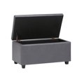 thumbnail image 2 of SIMPLIHOME Cosmopolitan 34 inch Wide Rectangle Lift Top Storage Ottoman in Upholstered Stone Grey Tufted Faux Leather, Footrest Stool, Coffee Table for the Living Room, Bedroom and Kids Room, 2 of 8