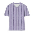 thumbnail image 4 of Olyvenn Vintage Tees for Women Short Sleeve Oversized Striped Shirts Casual V Neck Blouses Loose Fit Pullover Tee Tunic Tops Purple XXL, 4 of 4