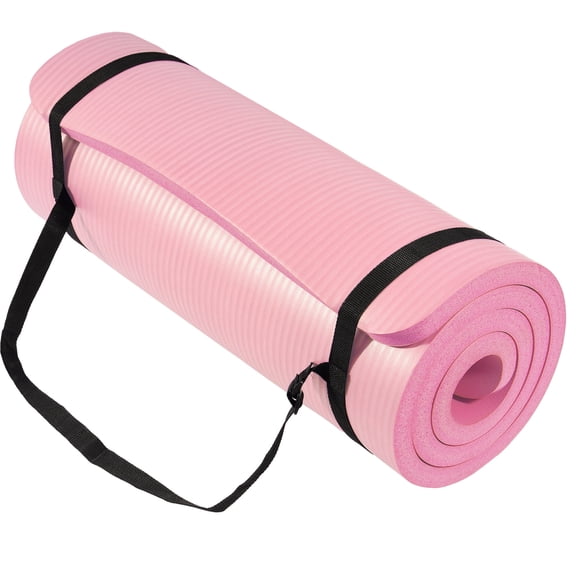 Sprint Demon 1/2-Inch Thick High Density Exercise Yoga Mat with Carrying Strap, Pale Pink